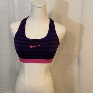 Nike Women's Striped Purple and Pink Sports Bra
